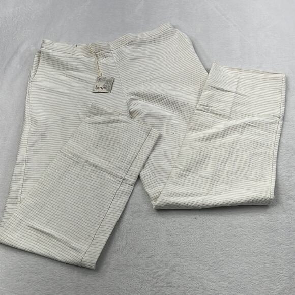 NEW Lemlem M Handmade Natural White Stripe ‎ Cotton Blend High Rise Pants - Picture 1 of 16
